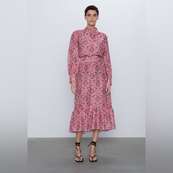 PRINT MIDI DRESS - Picture 6 of 13